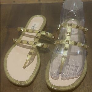 Valentino Garavani Gold Studded Sandals